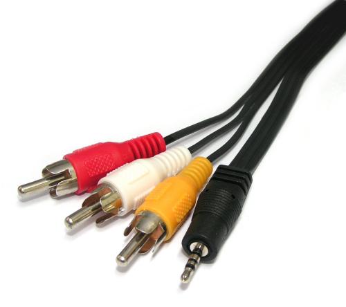 2.5mm 4 Pole Plug to 3xRCA Plug Cable 60cm